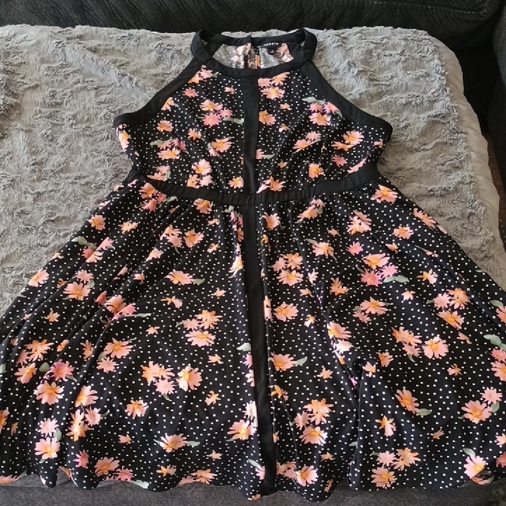 Floral Black Women's Dress